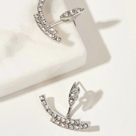 Dainty Rhinestone Front Back Layered Earrings - Picture 3 of 5